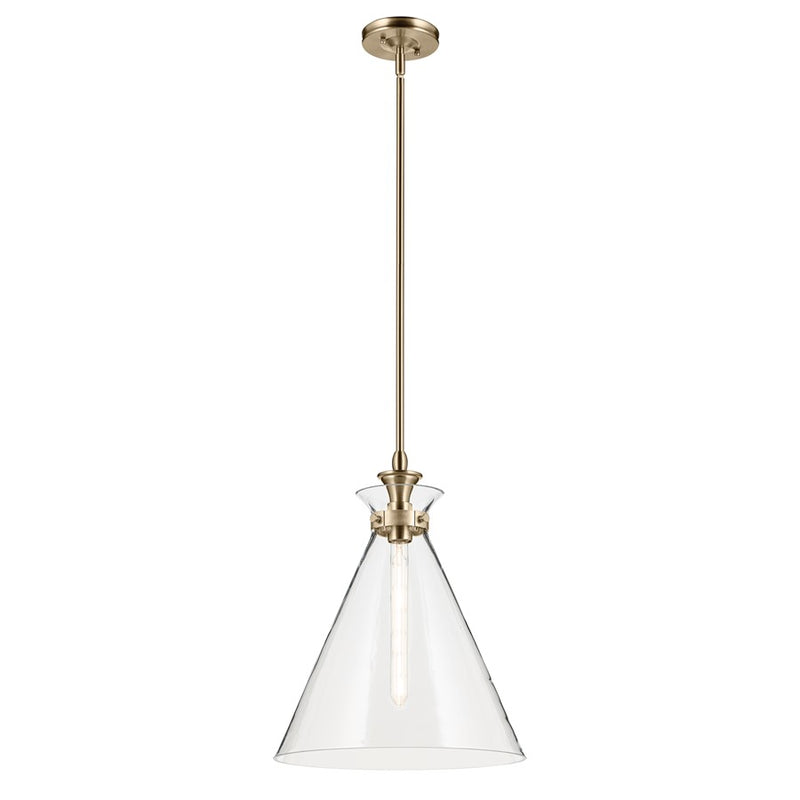 Kichler Laria 16" 1 Light Pendant, Champagne Bronze/Clear Glass - 52775CPZCLR