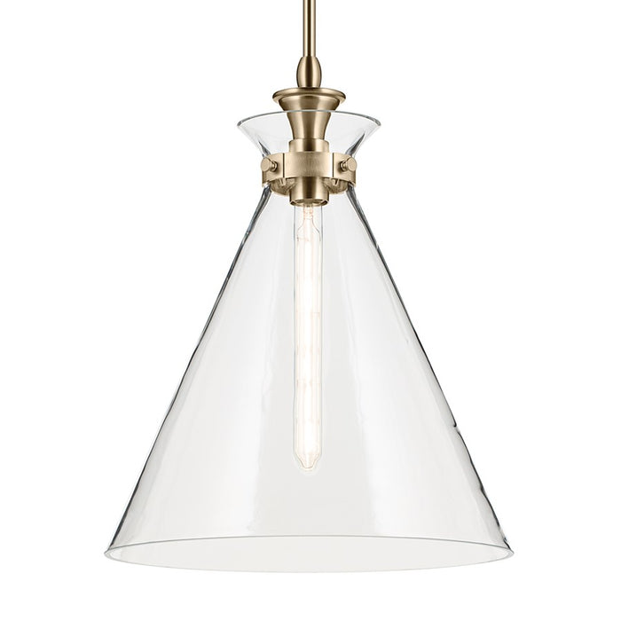 Kichler Laria 16" 1 Light Pendant, Champagne Bronze/Clear Glass