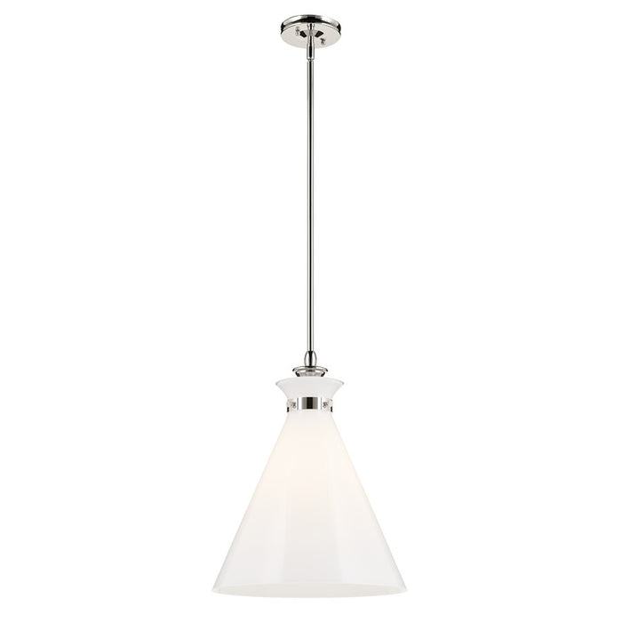 Kichler Laria 16" 1 Light Pendant, Polished Nickel/Opal Glass - 52775PN