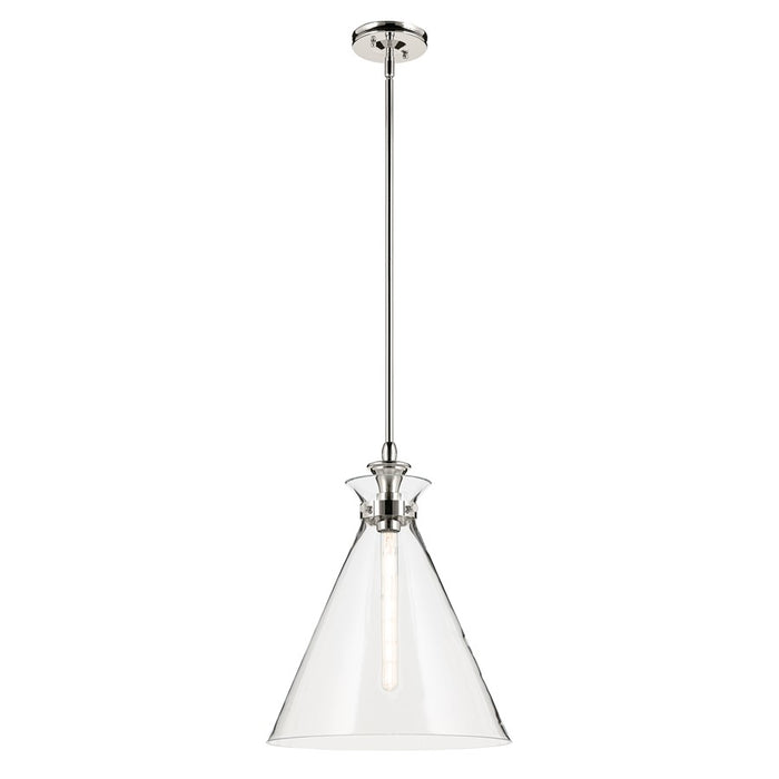 Kichler Laria 16" 1 Light Pendant, Polished Nickel/Clear Glass - 52775PNCLR