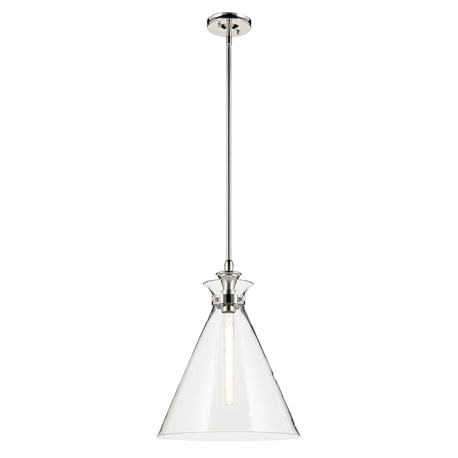 Kichler Laria 16" 1 Light Pendant, Polished Nickel/Clear Glass - 52775PNCLR