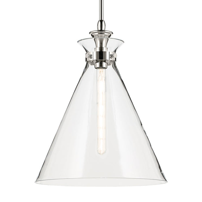 Kichler Laria 16" 1 Light Pendant, Polished Nickel/Clear Glass