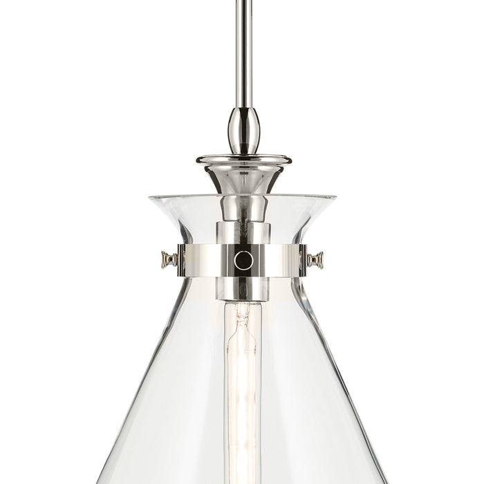 Kichler Laria 16" 1 Light Pendant, Polished Nickel/Clear Glass