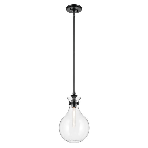 Kichler Laria 9.75" 1 Light Pendant, Black/Clear Glass - 52776BKCLR