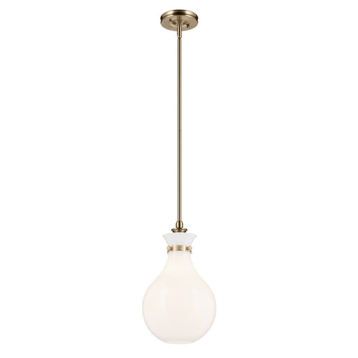 Kichler Laria 9.75" 1 Light Pendant, Champagne Bronze/Opal Glass - 52776CPZ