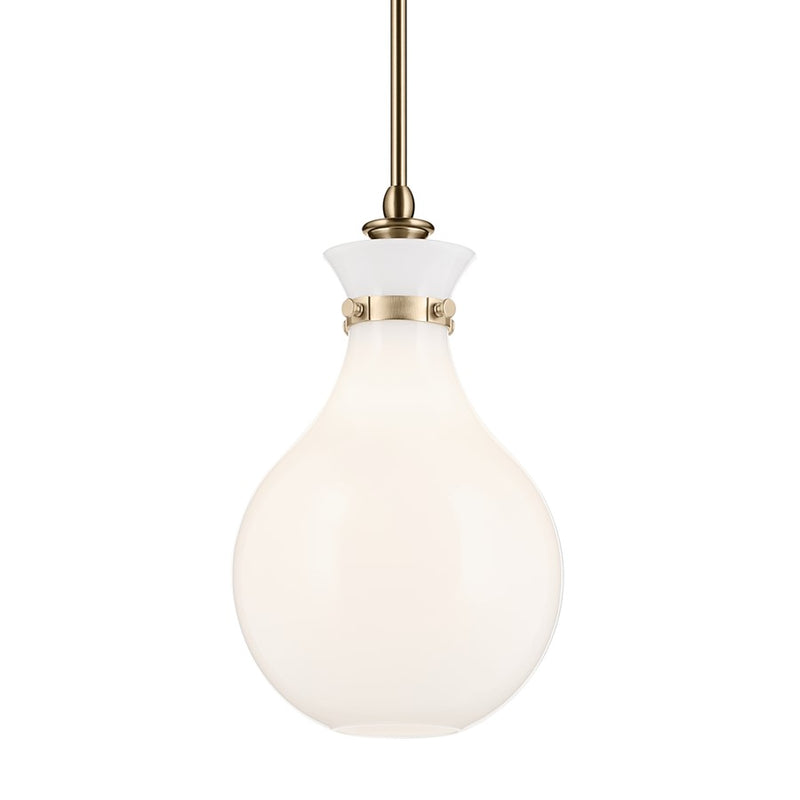 Kichler Laria 9.75" 1 Light Pendant, Champagne Bronze/Opal Glass