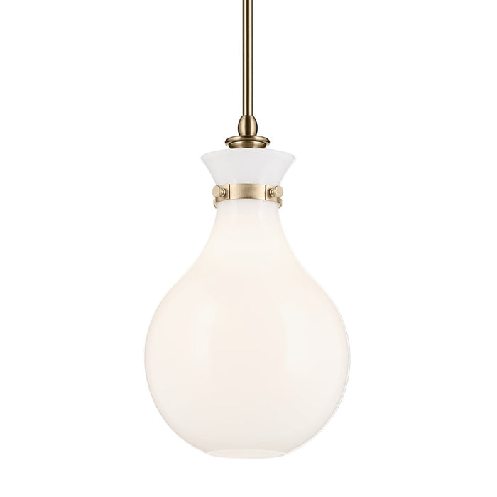 Kichler Laria 9.75" 1 Light Pendant, Champagne Bronze/Opal Glass