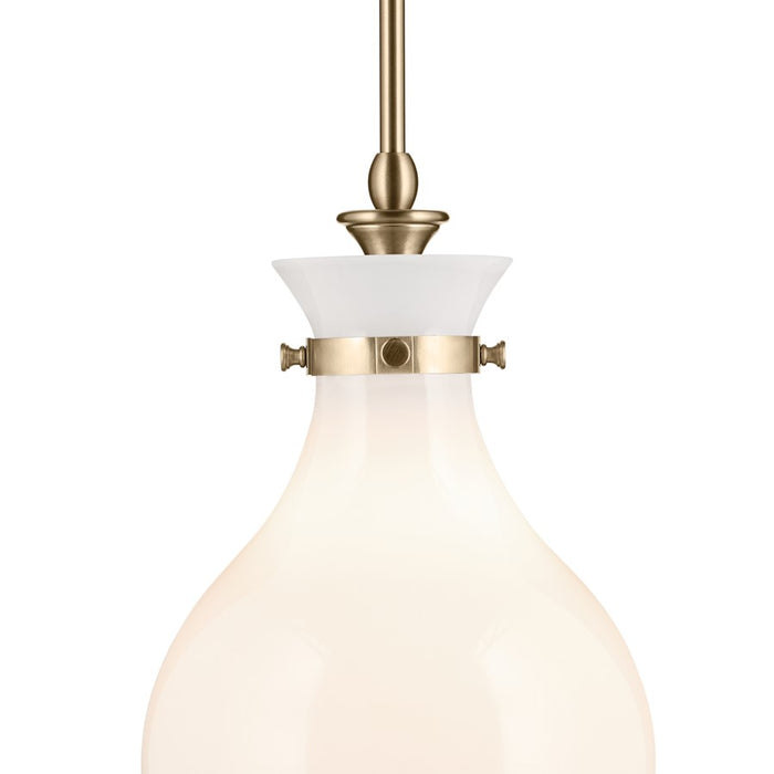Kichler Laria 9.75" 1 Light Pendant, Champagne Bronze/Opal Glass