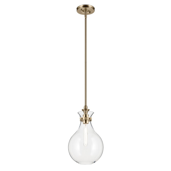 Kichler Laria 9.75" 1 Light Pendant, Champagne Bronze/Clear Glass - 52776CPZCLR