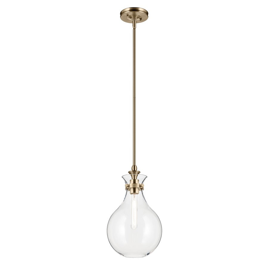 Kichler Laria 9.75" 1 Light Pendant, Champagne Bronze/Clear Glass - 52776CPZCLR