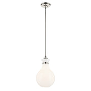 Kichler Laria 9.75" 1 Light Pendant, Polished Nickel/Opal Glass - 52776PN