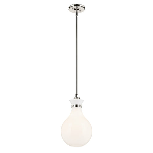 Kichler Laria 9.75" 1 Light Pendant, Polished Nickel/Opal Glass - 52776PN