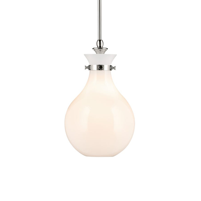 Kichler Laria 9.75" 1 Light Pendant, Polished Nickel/Opal Glass