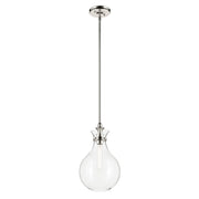 Kichler Laria 9.75" 1 Light Pendant, Polished Nickel/Clear Glass - 52776PNCLR