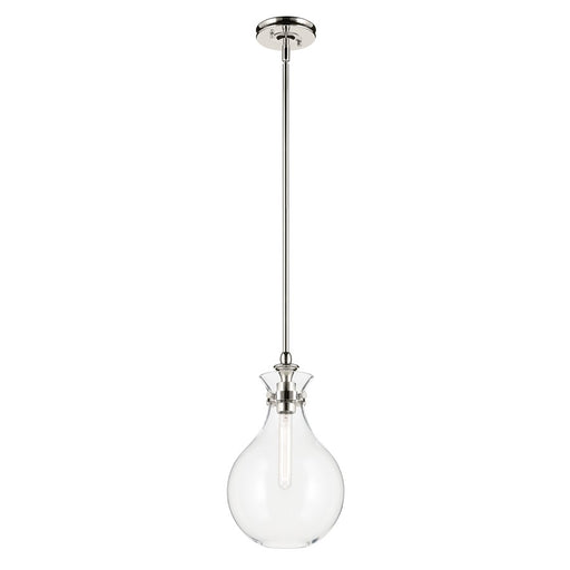 Kichler Laria 9.75" 1 Light Pendant, Polished Nickel/Clear Glass - 52776PNCLR