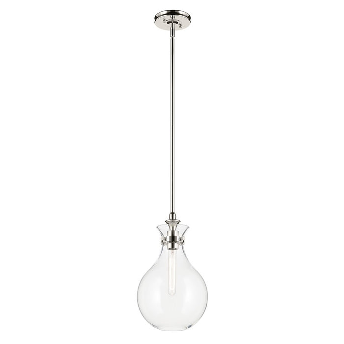 Kichler Laria 9.75" 1 Light Pendant, Polished Nickel/Clear Glass - 52776PNCLR
