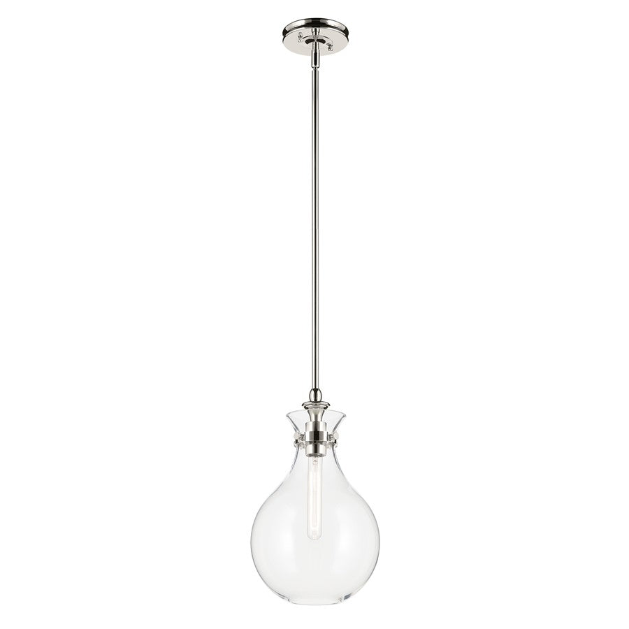 Kichler Laria 9.75" 1 Light Pendant, Polished Nickel/Clear Glass - 52776PNCLR
