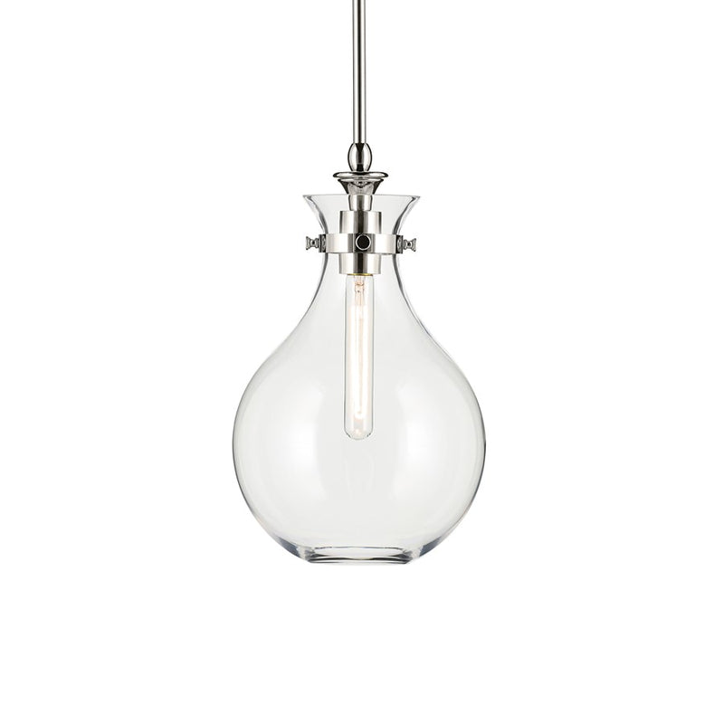 Kichler Laria 9.75" 1 Light Pendant, Polished Nickel/Clear Glass