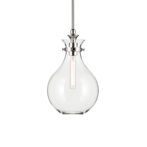 Kichler Laria 9.75" 1 Light Pendant, Polished Nickel/Clear Glass