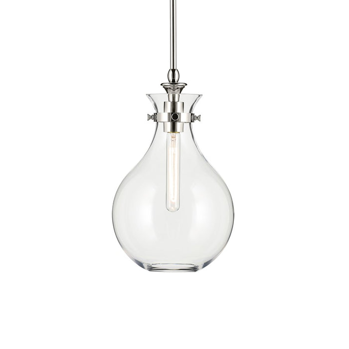Kichler Laria 9.75" 1 Light Pendant, Polished Nickel/Clear Glass