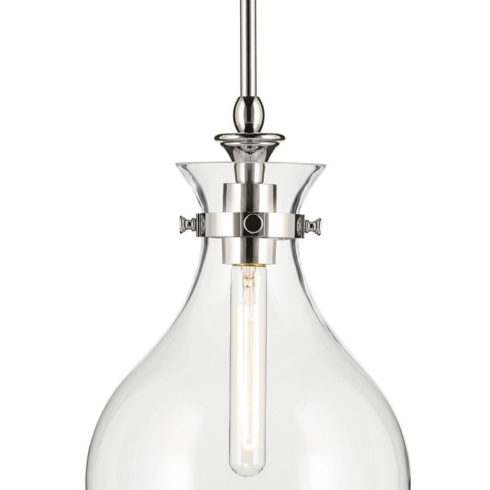 Kichler Laria 9.75" 1 Light Pendant, Polished Nickel/Clear Glass