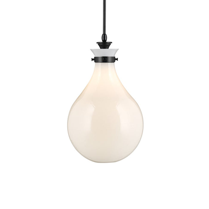 Kichler Laria 14" 1 Light Pendant, Black/Opal Glass