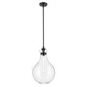 Kichler Laria 14" 1 Light Pendant, Black/Clear Glass - 52777BKCLR
