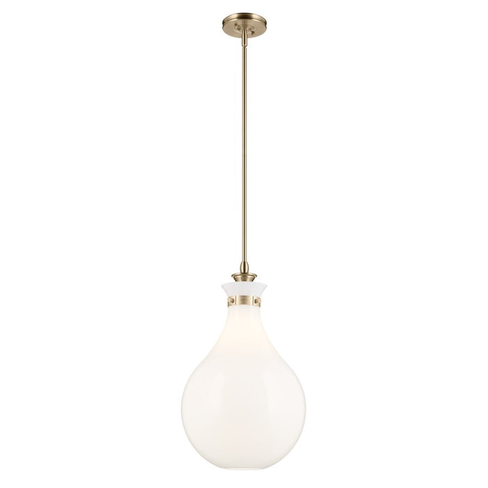 Kichler Laria 14" 1 Light Pendant, Champagne Bronze/Opal Glass - 52777CPZ