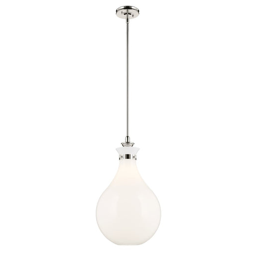 Kichler Laria 14" 1 Light Pendant, Polished Nickel/Opal Glass - 52777PN