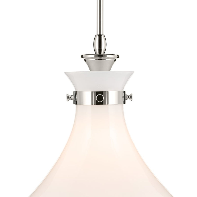 Kichler Laria 14" 1 Light Pendant, Polished Nickel/Opal Glass