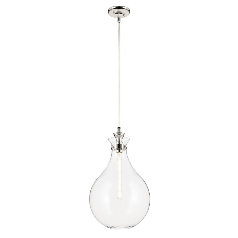 Kichler Laria 14" 1 Light Pendant, Polished Nickel/Clear Glass - 52777PNCLR
