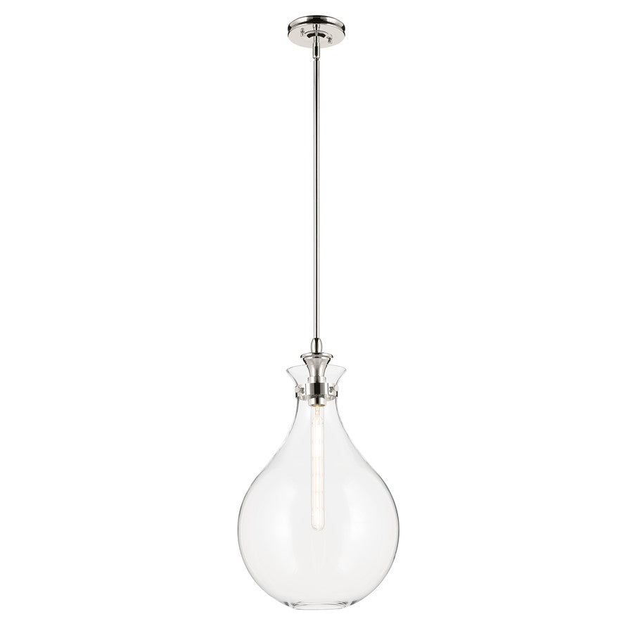 Kichler Laria 14" 1 Light Pendant, Polished Nickel/Clear Glass - 52777PNCLR