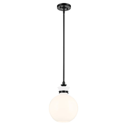 Kichler Laria 10.25" 1 Light Pendant, Black/Opal Glass - 52778BK