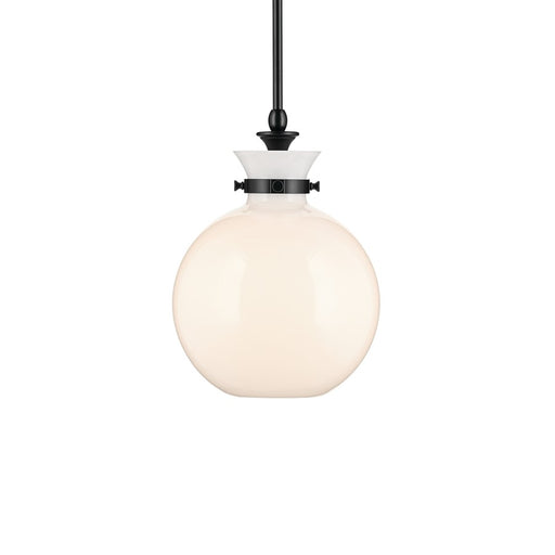 Kichler Laria 10.25" 1 Light Pendant, Black/Opal Glass