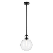 Kichler Laria 10.25" 1 Light Pendant, Black/Clear Glass - 52778BKCLR