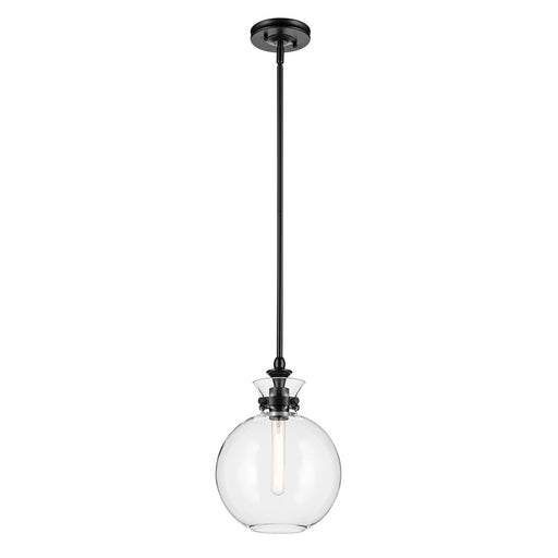 Kichler Laria 10.25" 1 Light Pendant, Black/Clear Glass - 52778BKCLR