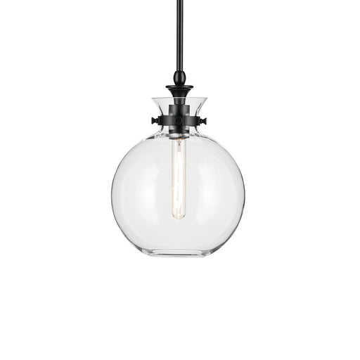 Kichler Laria 10.25" 1 Light Pendant, Black/Clear Glass