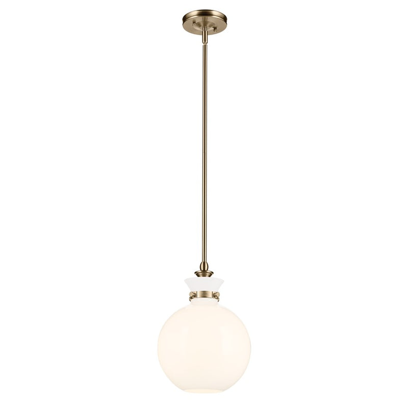 Kichler Laria 10.25" 1 Light Pendant, Champagne Bronze/Opal Glass - 52778CPZ