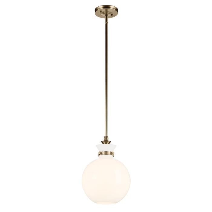 Kichler Laria 10.25" 1 Light Pendant, Champagne Bronze/Opal Glass - 52778CPZ