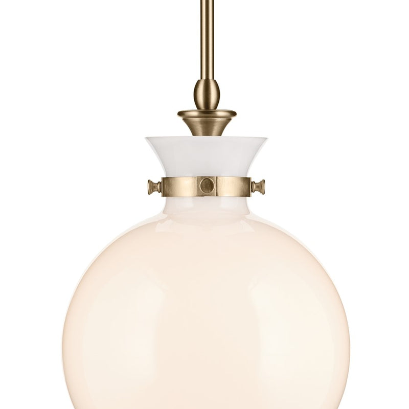 Kichler Laria 10.25" 1 Light Pendant, Champagne Bronze/Opal Glass