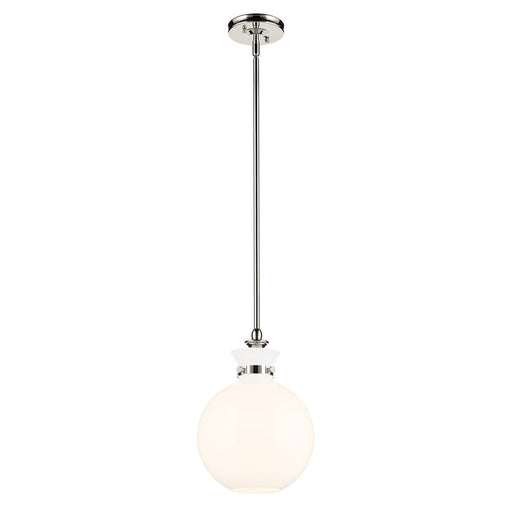 Kichler Laria 10.25" 1 Light Pendant, Polished Nickel/Opal Glass - 52778PN