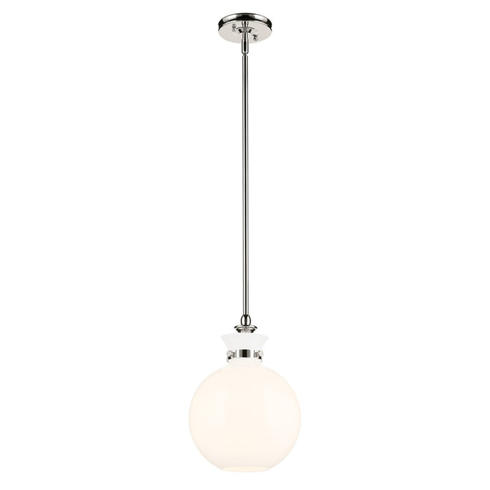 Kichler Laria 10.25" 1 Light Pendant, Polished Nickel/Opal Glass - 52778PN