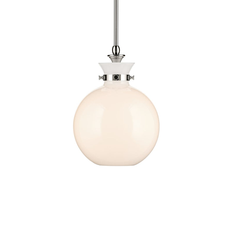 Kichler Laria 10.25" 1 Light Pendant, Polished Nickel/Opal Glass