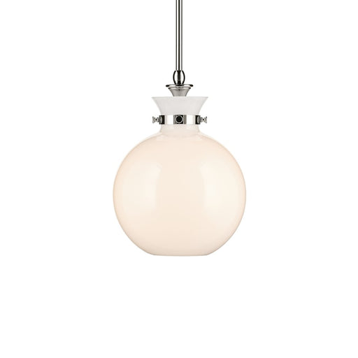 Kichler Laria 10.25" 1 Light Pendant, Polished Nickel/Opal Glass