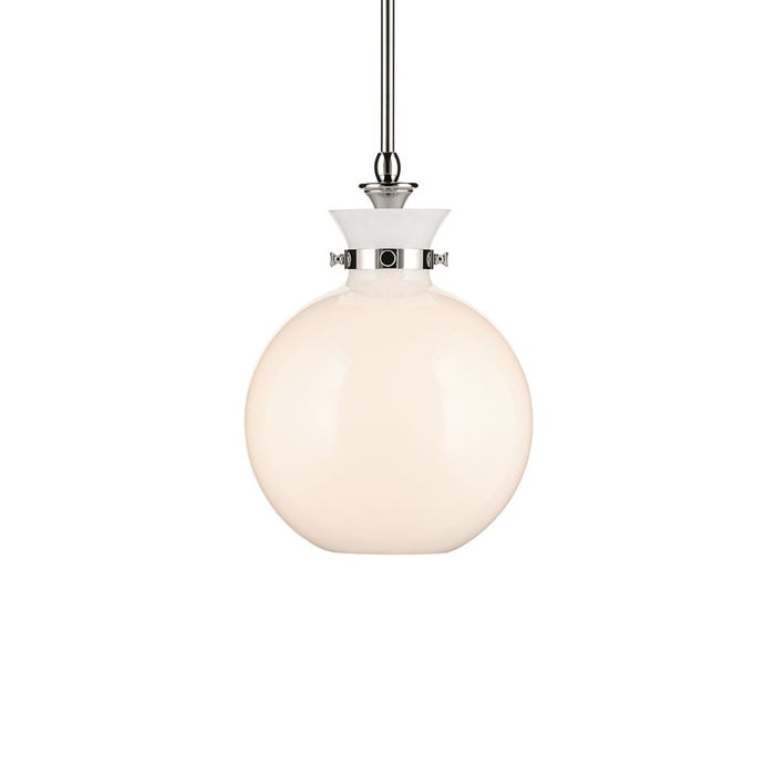 Kichler Laria 10.25" 1 Light Pendant, Polished Nickel/Opal Glass