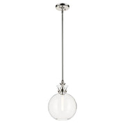 Kichler Laria 10.25" 1 Light Pendant, Polished Nickel/Clear Glass - 52778PNCLR