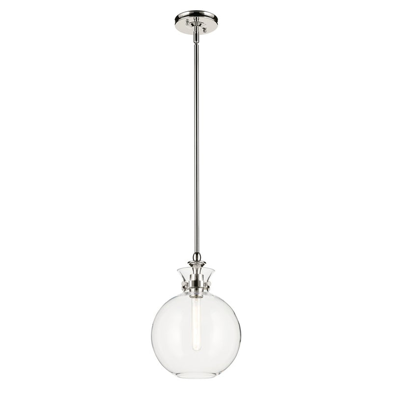 Kichler Laria 10.25" 1 Light Pendant, Polished Nickel/Clear Glass - 52778PNCLR