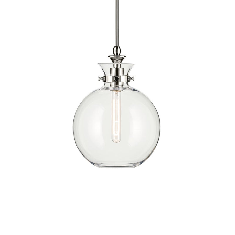 Kichler Laria 10.25" 1 Light Pendant, Polished Nickel/Clear Glass