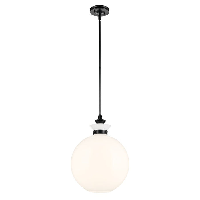 Kichler Laria 15" 1 Light Pendant, Black/Opal Glass - 52779BK