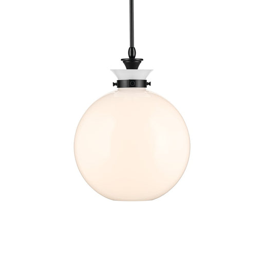 Kichler Laria 15" 1 Light Pendant, Black/Opal Glass